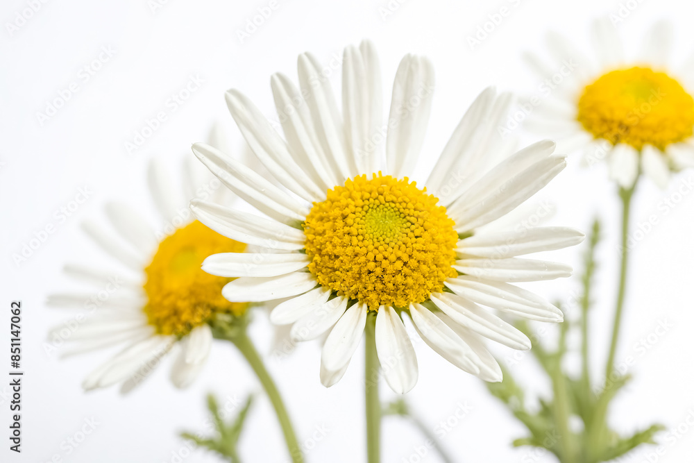 Fototapeta premium Close Up of a White Daisy Flower on a White Background
