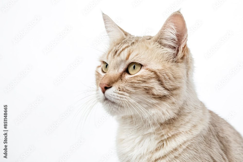 Closeup of a Cat's Face with White Background Closeup of a Cat's Face with White Background