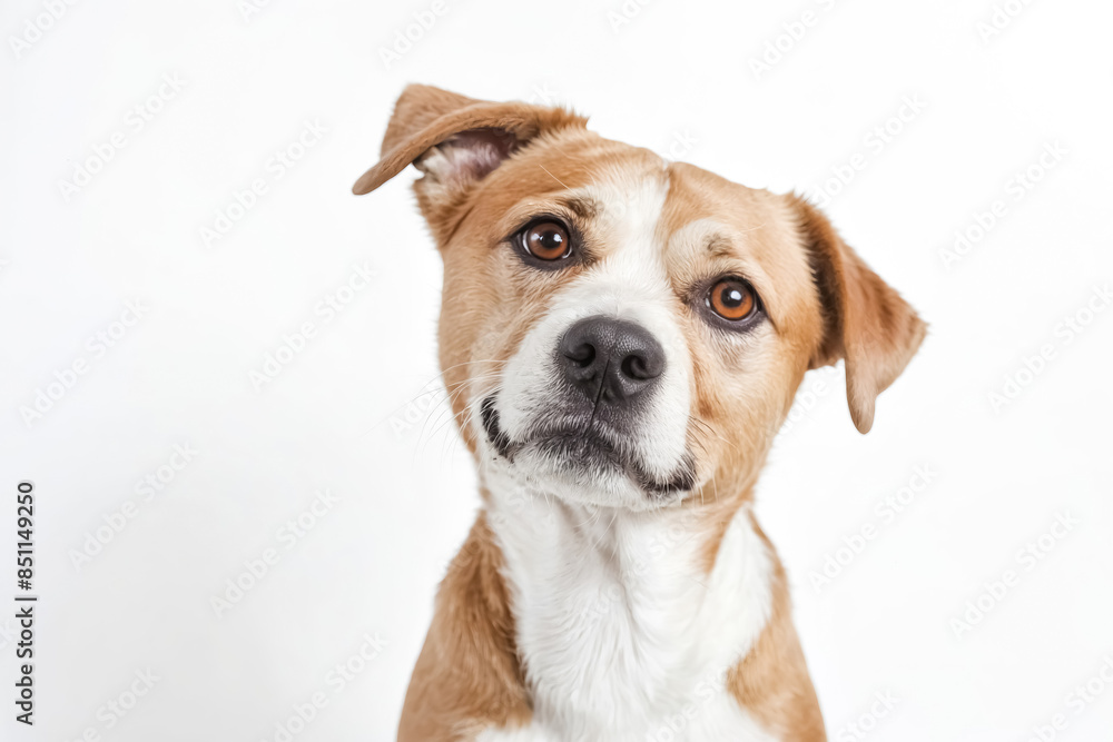 Cute Dog Tilting Head With White Background Cute Dog Tilting Head With White Background