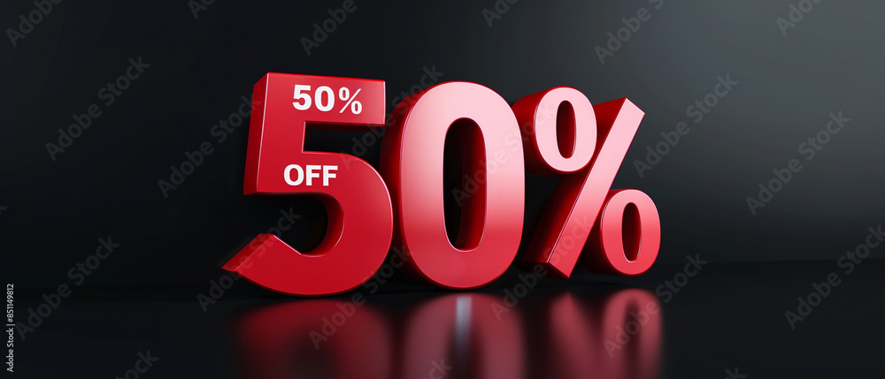 Stylish 3D Text '50%' - Graphic Design Element for Promotions and Discounts Stylish 3D Text '50%' - Graphic Design Element for Promotions and Discounts