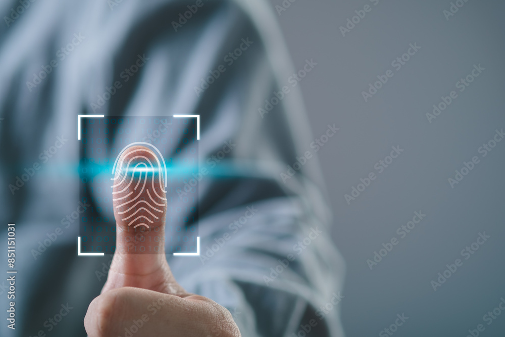 Security of future finger print technology and Cybernetics on the Internet concept, fingerprint scanning allows access to security and identification of big Data businesses, bank and Cloud Computers. Security of future finger print technology and Cybernetics on the Internet concept, fingerprint scanning allows access to security and identification of big Data businesses, bank and Cloud Computers.