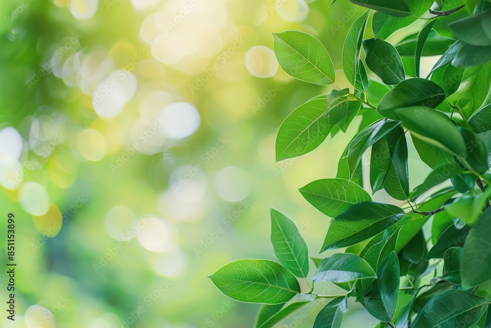 Beautiful green leaves with a blurred background, a spring nature banner concept for environment and ecology concepts Beautiful green leaves with a blurred background, a spring nature banner concept for environment and ecology concepts