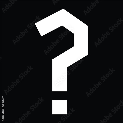 White Question Mark on Black Background