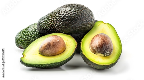 Fresh avocado fruits isolated on white background, with clipping path. 
