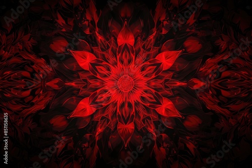 Abstract red and black background with a pattern in the middle - generrative ai photo