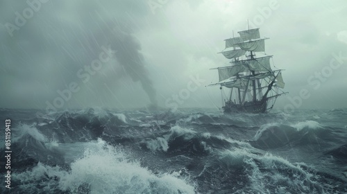 A large ship is sailing through rough waters © ZeeZaa