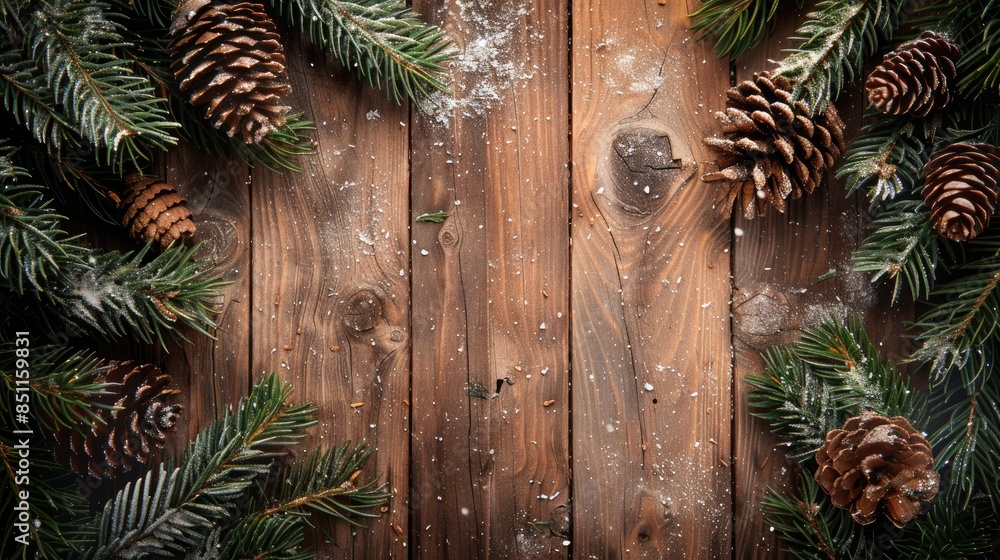 Rustic Christmas background with wood and fir tree ideal for greeting cards Rustic Christmas background with wood and fir tree ideal for greeting cards