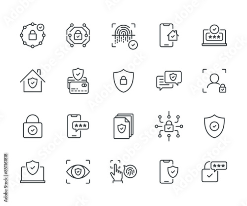 Security Line Vector Icon Set