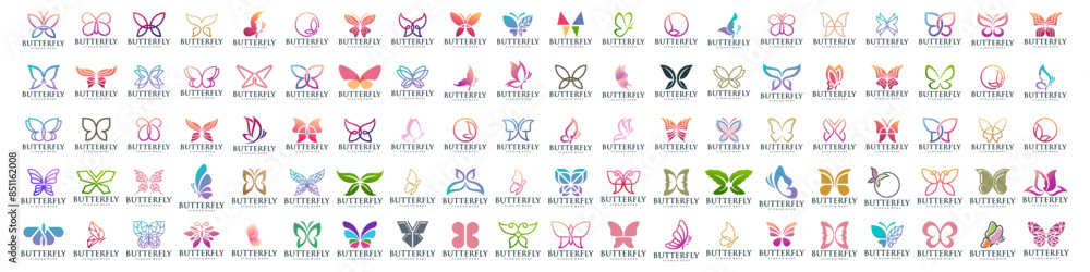 set of creative abstract butterfly logo design. Vector illustration set of creative abstract butterfly logo design. Vector illustration