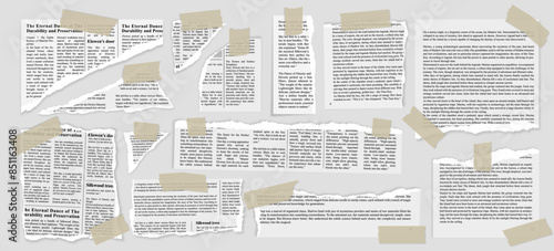 NEWS PAPER RIPPED PAGES torn  with pieces of tape