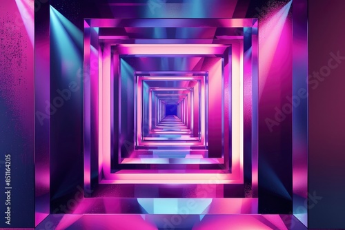 3d three dimensional abstract background with neon colors - generative ai photo
