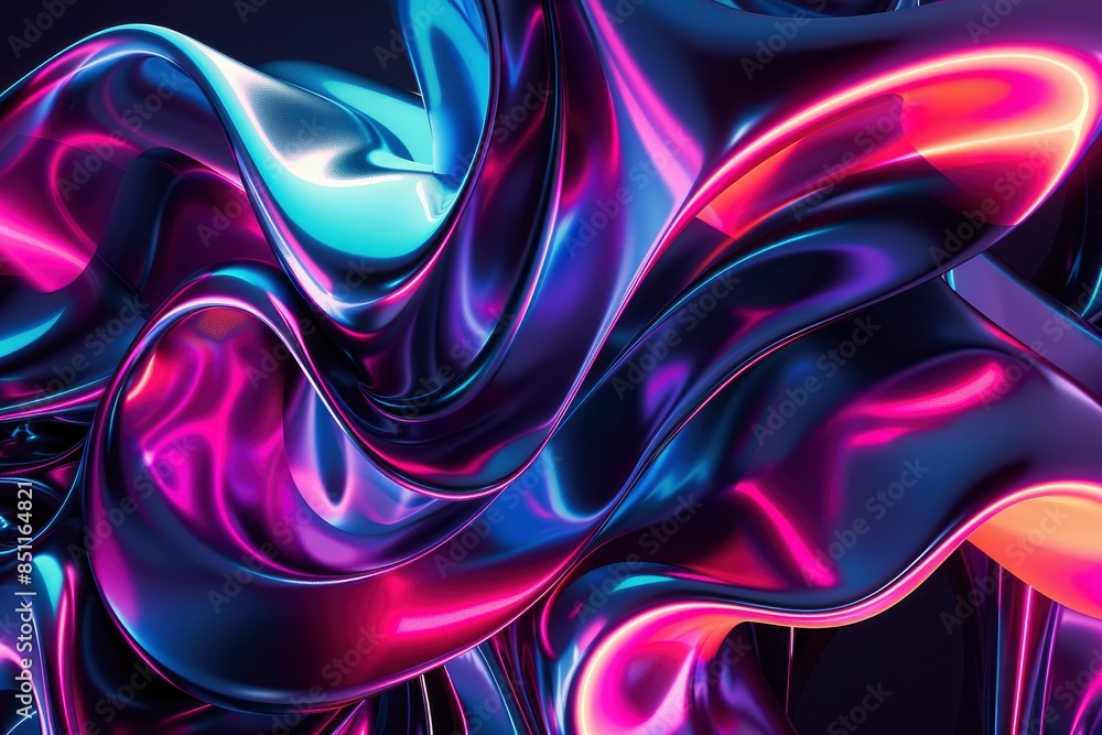 3d three dimensional abstract background with neon colors - generative ai 3d three dimensional abstract background with neon colors - generative ai