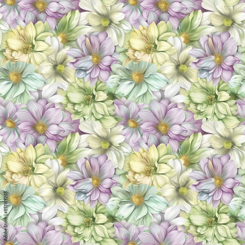 Floral variety color, form natural, seamless fabric pattern. © mouse