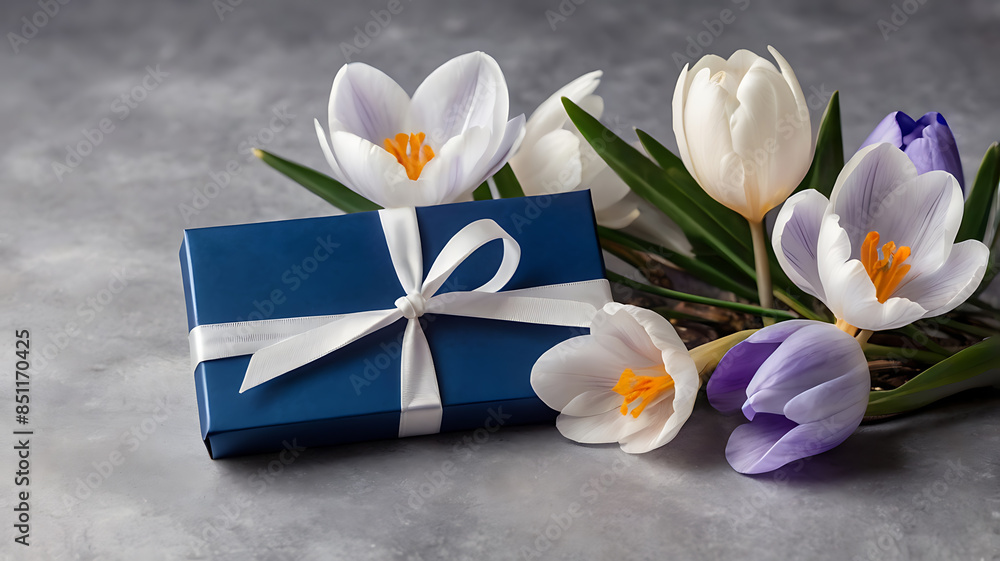 Small luxury gift box with a blue bow and heart, labeled Small luxury gift box with a blue bow and heart, labeled