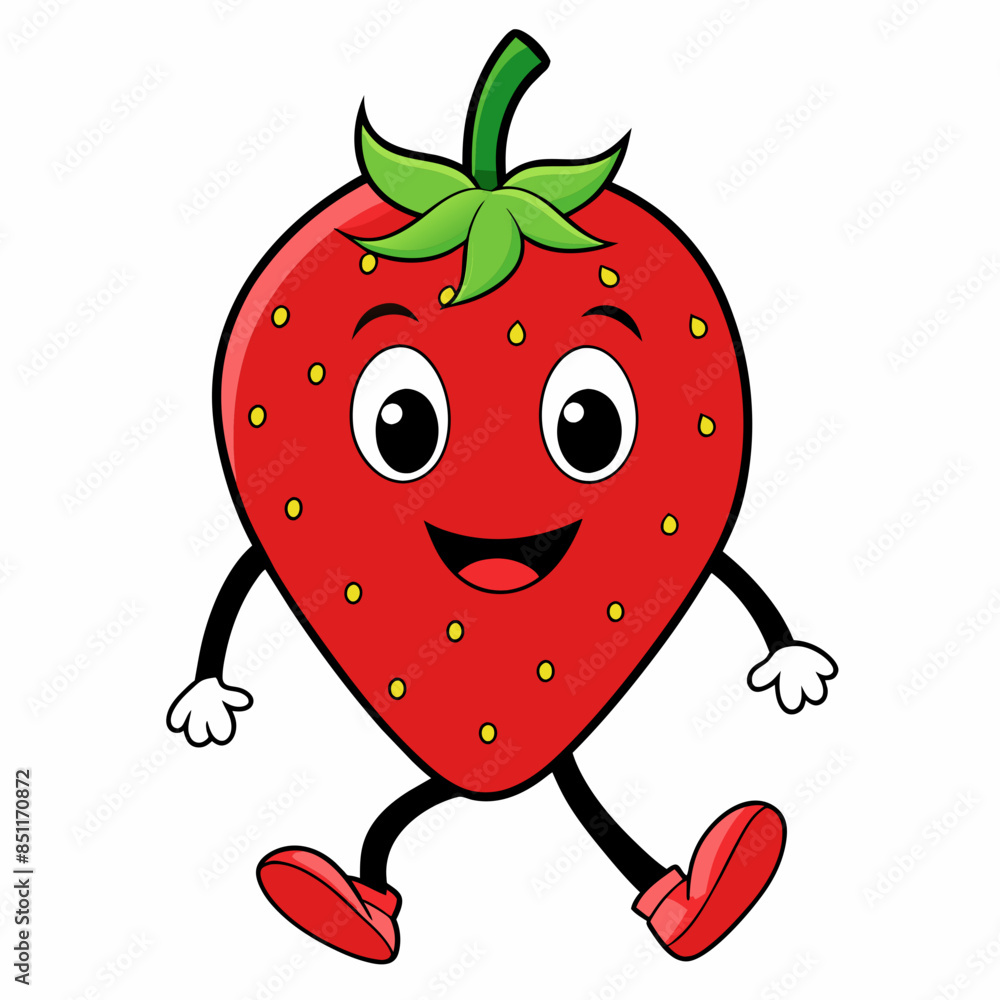 Obraz premium Strawberry vector illustration, strawberry icon and healthy sweet fruit, silhouette, logo, eps file, strawberry cartoon character, png on white background