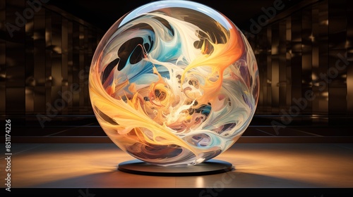 Colorful Abstract Sphere with Dynamic Swirling Patterns photo