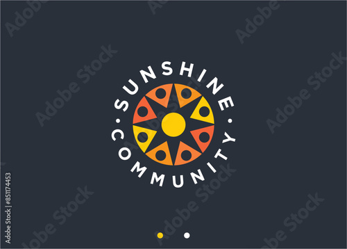 sun people logo design vector silhouette illustration
