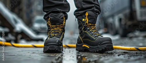 Boots designed for outdoor labor, ensuring comfort and safety while navigating various conditions such as water and challenging terrain photo