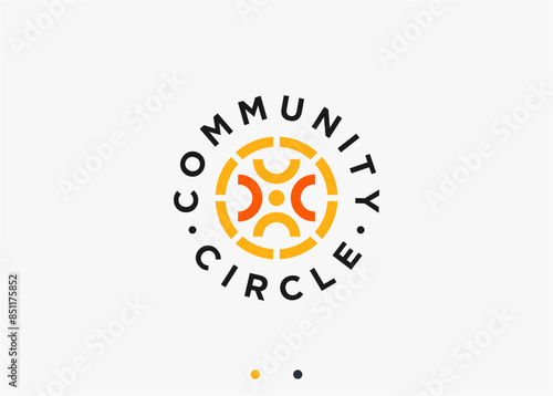 people circle logo design vector silhouette illustration