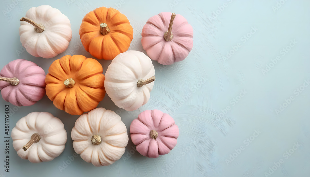 kleine, kürbisse, von, oben, copy space, halloween, pastel, farben, süss, gruppe, hintergrund, gestalten, entwerfen, design, kunst, einfachheit, minimalismus, karte, tafel, konzept, kulisse, ad, retro kleine, kürbisse, von, oben, copy space, halloween, pastel, farben, süss, gruppe, hintergrund, gestalten, entwerfen, design, kunst, einfachheit, minimalismus, karte, tafel, konzept, kulisse, ad, retro