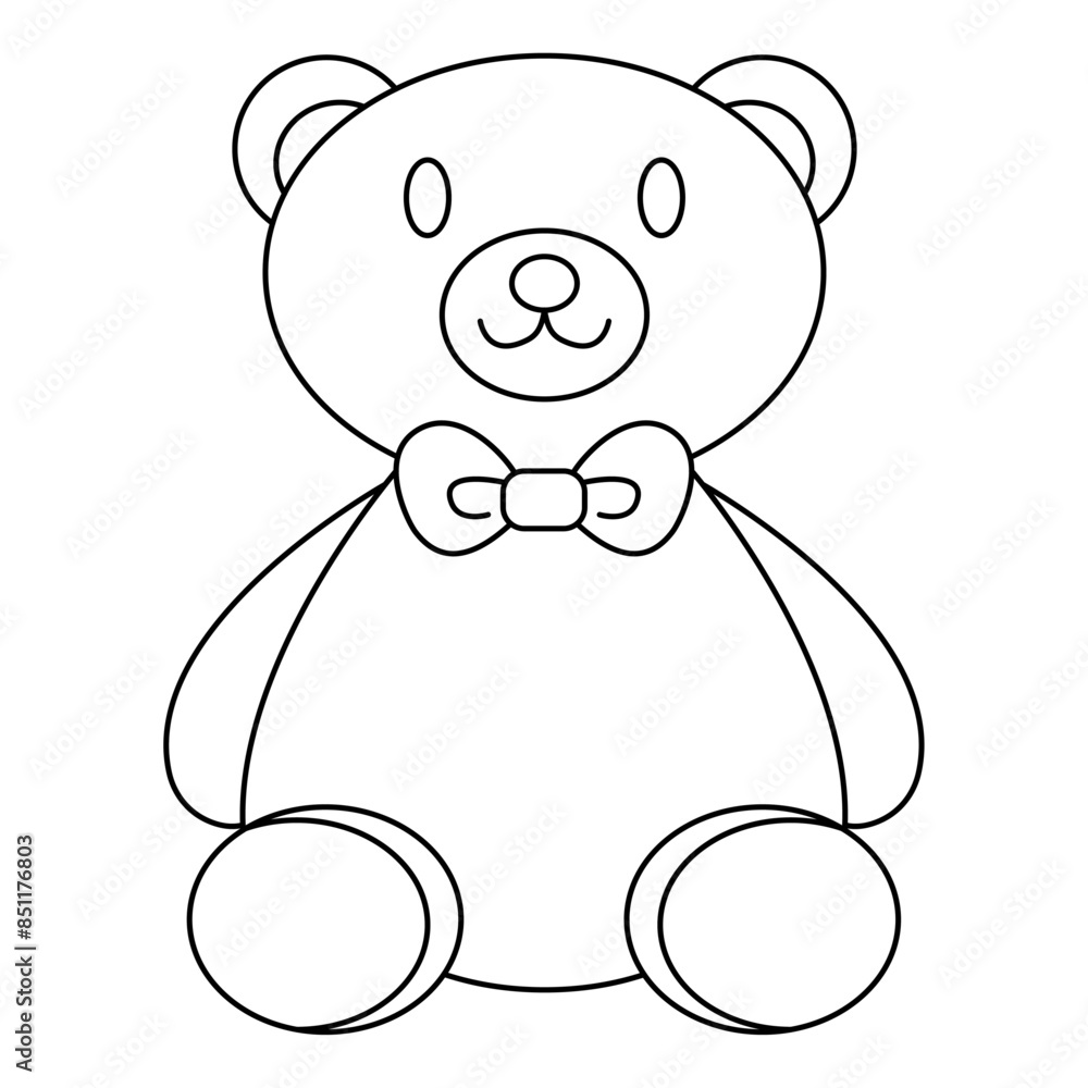 Obraz premium くまのぬいぐるみのイラスト線画、テディベア、アイコン素材