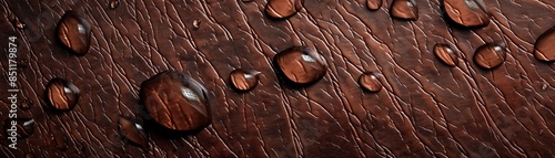 Water drops on textured brown surface. photo