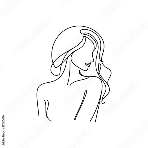 line art monoline oneline silhouette of woman vector
