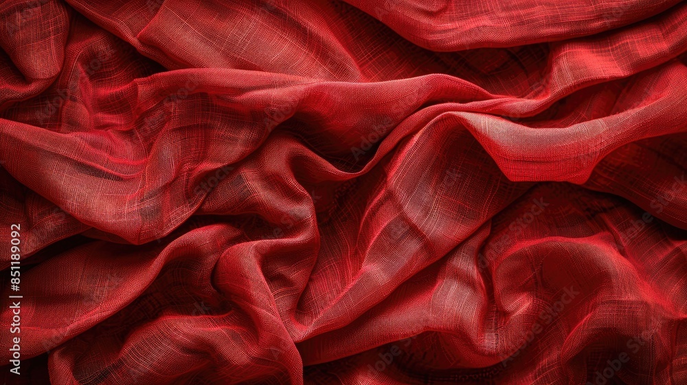 Obraz premium Wrinkled linen texture in red color