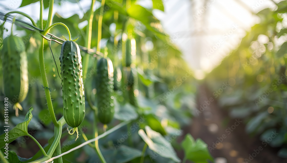Image of cucumber plants grown in greenhouses, plants, food, vegetables, cucumbers, leaves, farm, greenhouse, agriculture, green, fresh, AI-generated. Image of cucumber plants grown in greenhouses, plants, food, vegetables, cucumbers, leaves, farm, greenhouse, agriculture, green, fresh, AI-generated.
