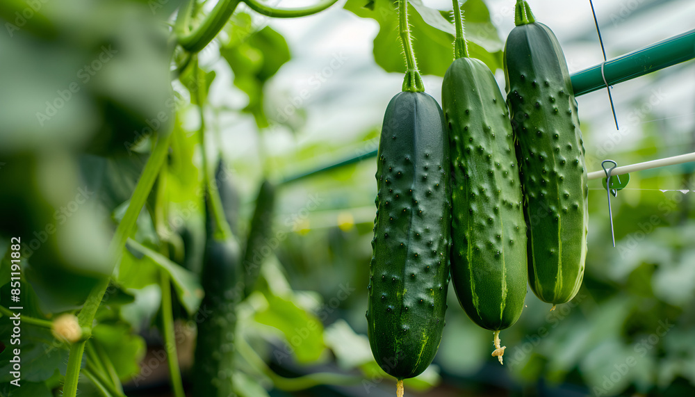 Image of cucumber plants grown in greenhouses, plants, food, vegetables, cucumbers, leaves, farm, greenhouse, agriculture, green, fresh, AI-generated. Image of cucumber plants grown in greenhouses, plants, food, vegetables, cucumbers, leaves, farm, greenhouse, agriculture, green, fresh, AI-generated.