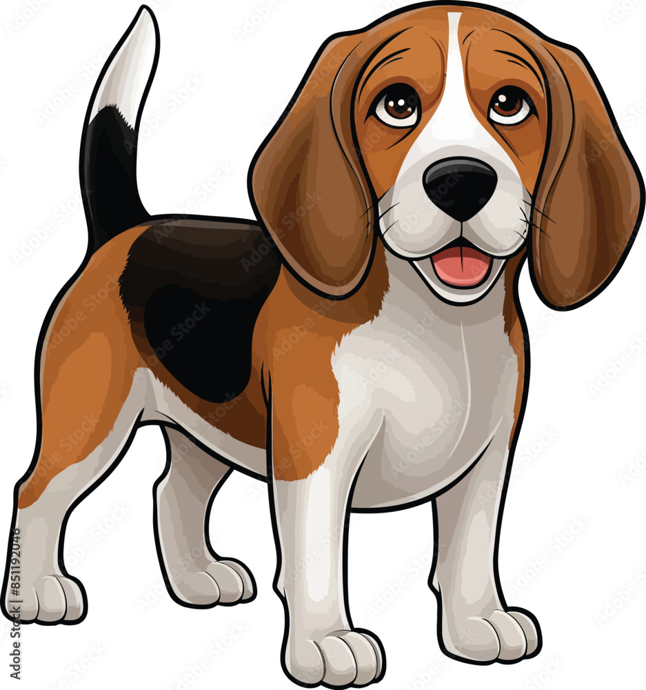 A happy little cartoon style dog on white background A happy little cartoon style dog on white background