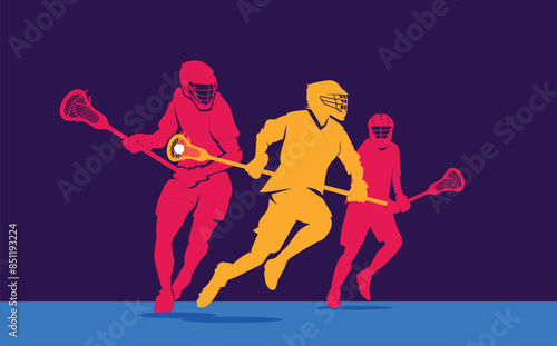 Premium Illustration of lacrosse players in action best for your digital graphic and print	