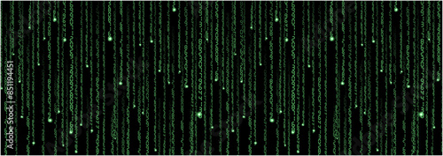 デジタル数字列が並ぶマトリックスな緑の背景