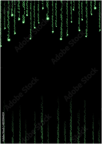 デジタル数字列が並ぶマトリックスな緑の背景