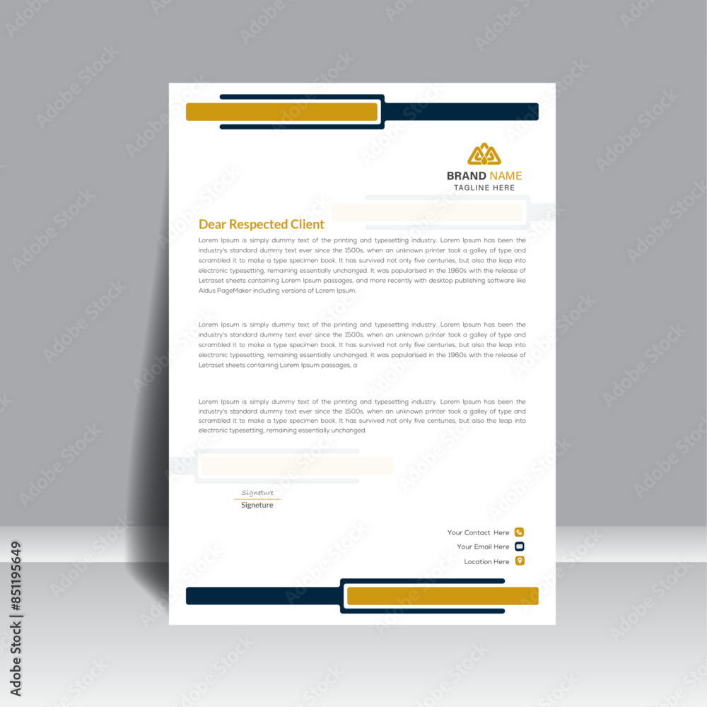 Fototapeta premium Corporate style creative letterhead, for your project, vector design. 