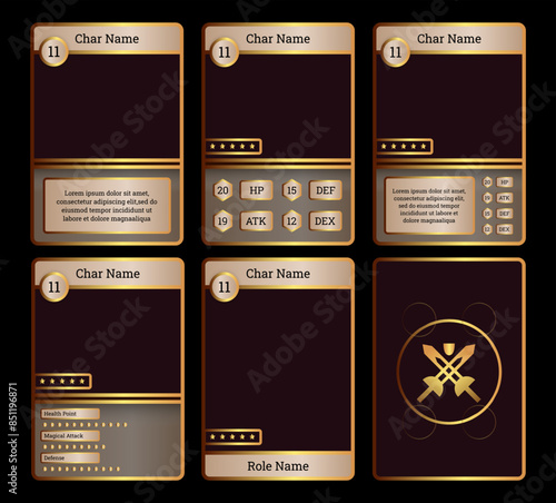 card game design with a turn-of-the-century theme and golden colors, for card game design, print and resources
