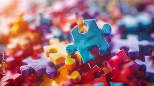 Colorful Puzzle Pieces Interlocking