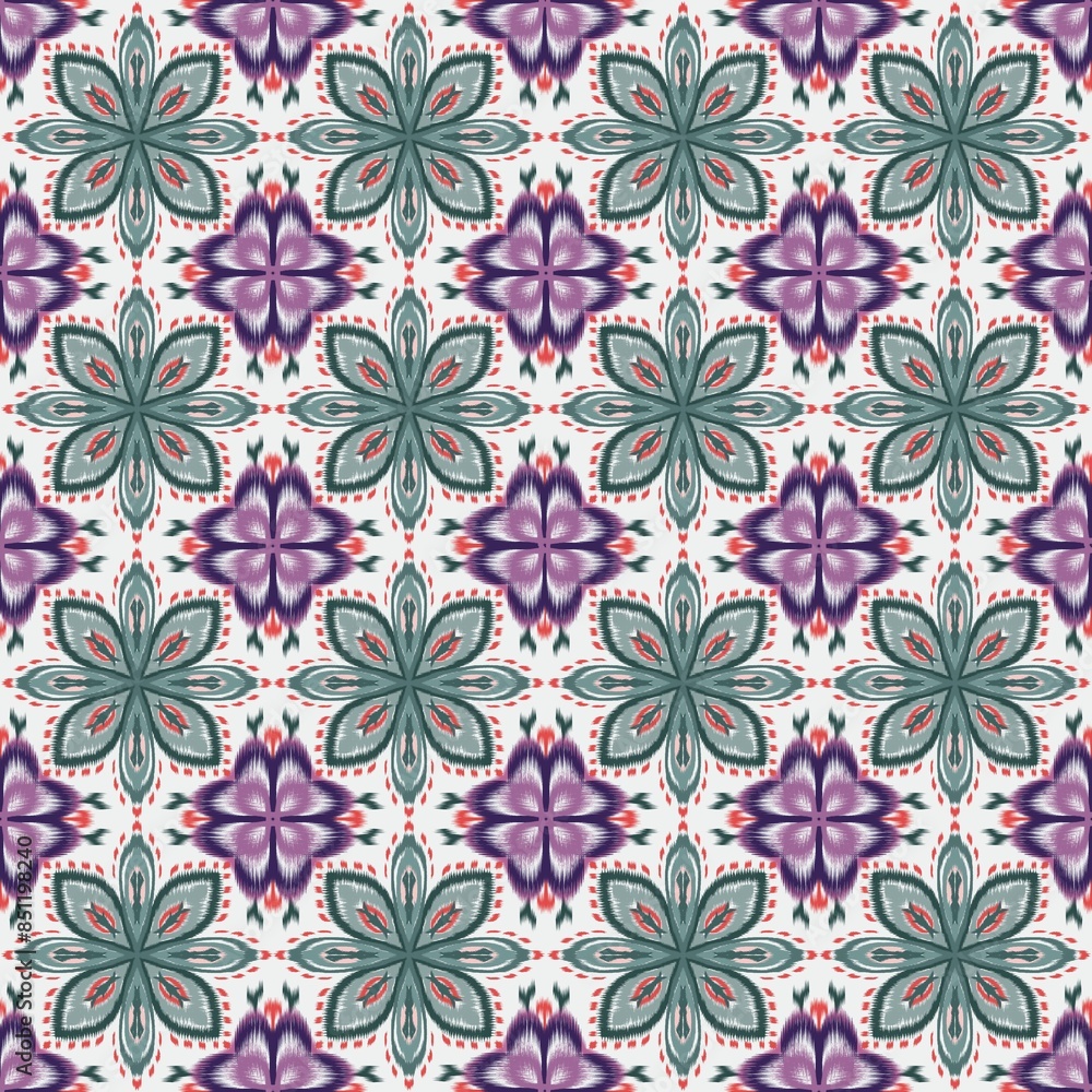 Pattern Purple and green flowers