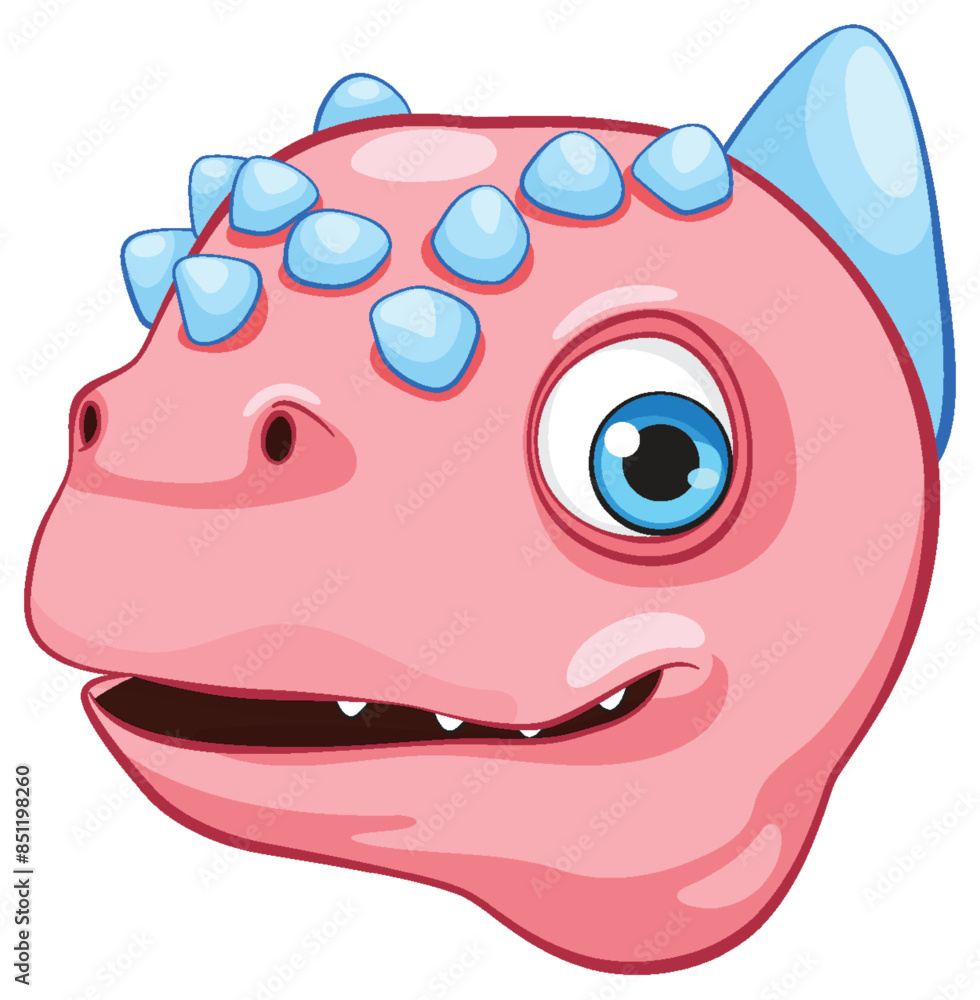 Adorable pink dinosaur with blue spikes Adorable pink dinosaur with blue spikes