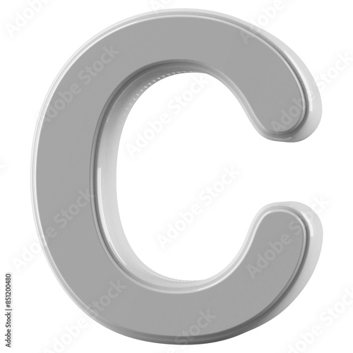 Silver 3D Font Letter C uppercase