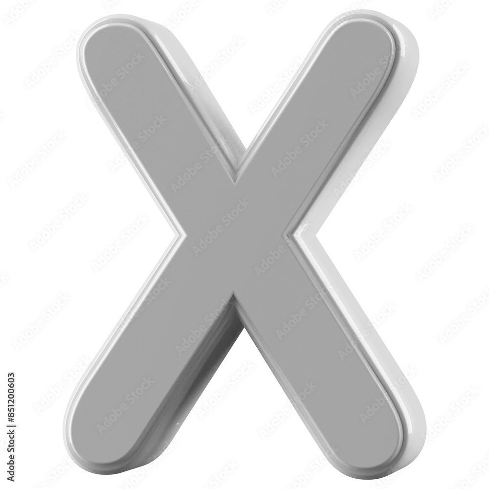 Silver 3D Font Letter X uppercase Silver 3D Font Letter X uppercase
