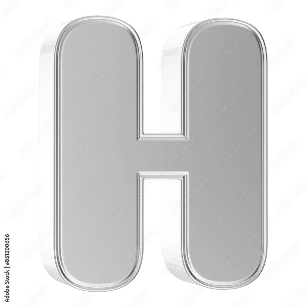 Silver 3D Font Letter H uppercase Silver 3D Font Letter H uppercase