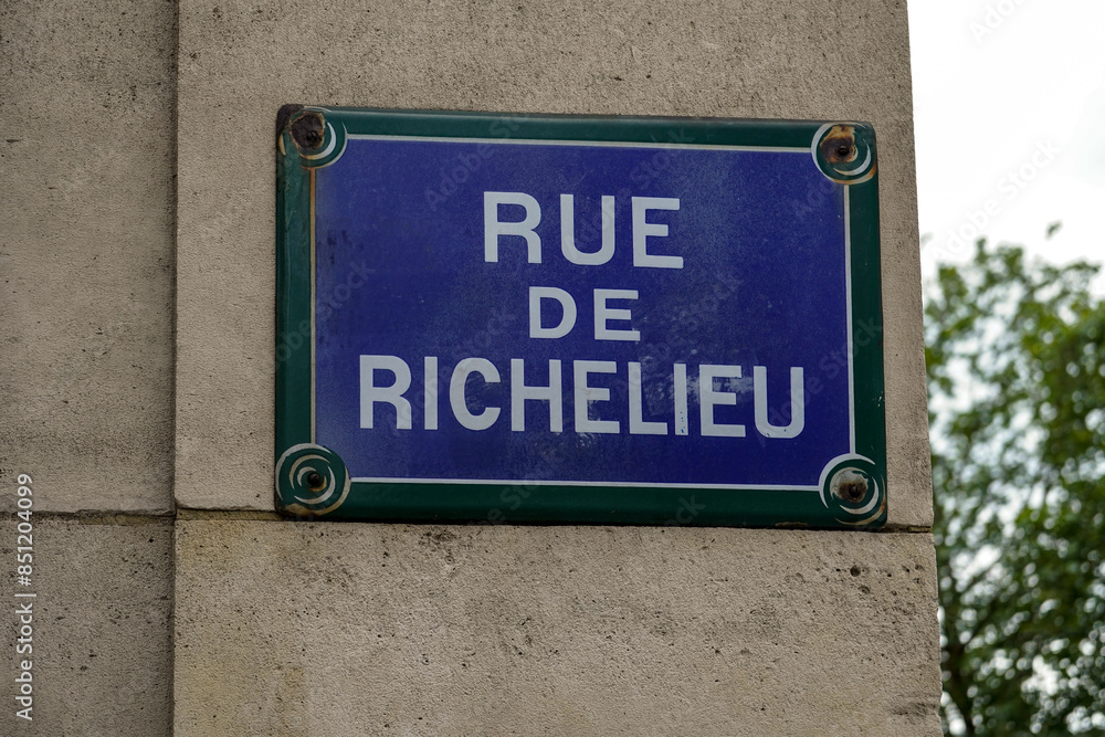 Typical street name signs form Paris, Rue De Richelieu Typical street name signs form Paris, Rue De Richelieu