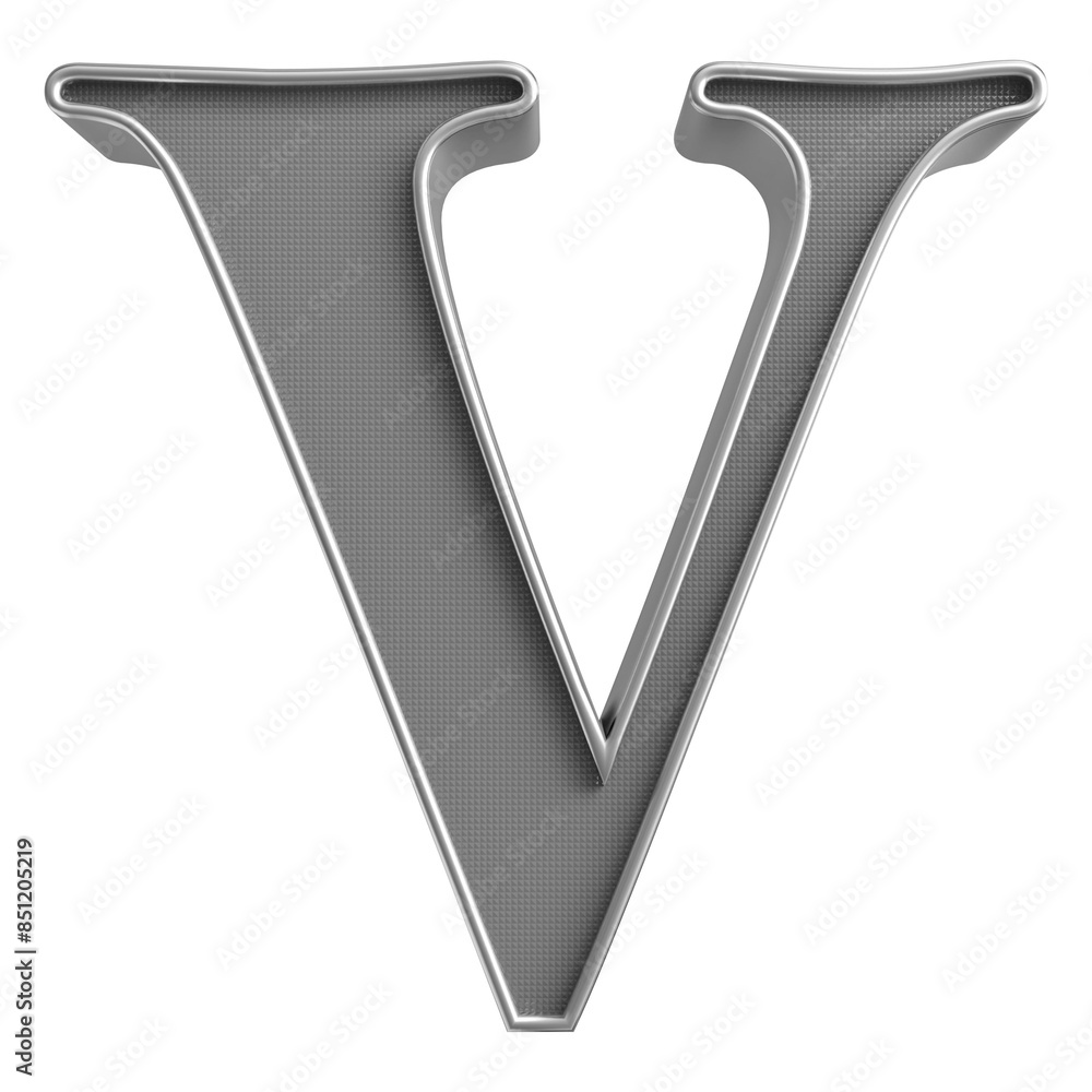 Silver 3D Font Letter V uppercase Silver 3D Font Letter V uppercase