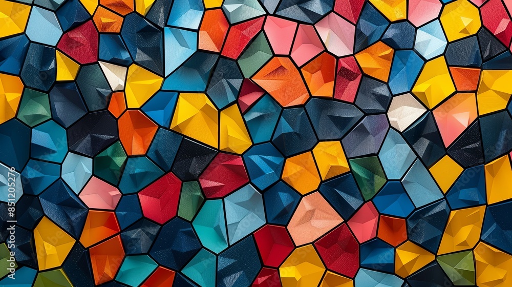 A playful geometric pattern of irregular polygons in bright, contrasting colors, arranged in a random and dynamic pattern that evokes a sense of spontaneity and creativity. Abstract Backgrounds A playful geometric pattern of irregular polygons in bright, contrasting colors, arranged in a random and dynamic pattern that evokes a sense of spontaneity and creativity. Abstract Backgrounds