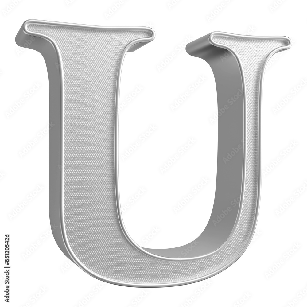 Silver 3D Font Letter U uppercase Silver 3D Font Letter U uppercase