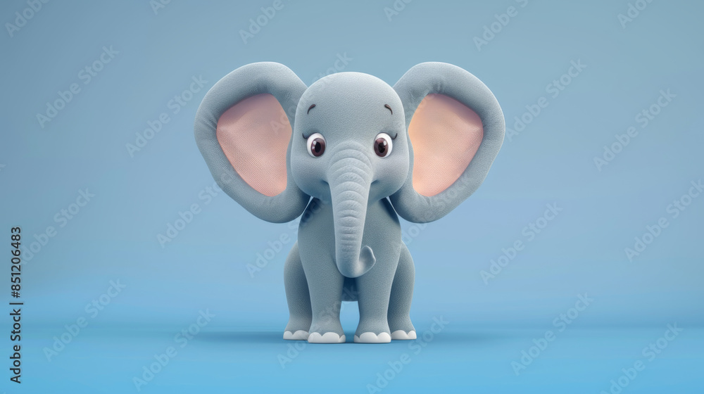 cartoon character of a cute elephant sitting on a blue background cartoon character of a cute elephant sitting on a blue background