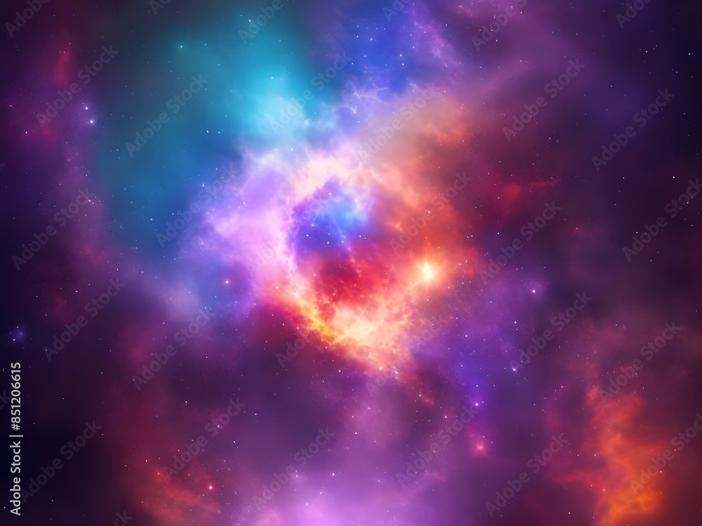 Naklejka premium Vibrant Nebula and Galactic Mystery - High-Resolution Space Backgrounds