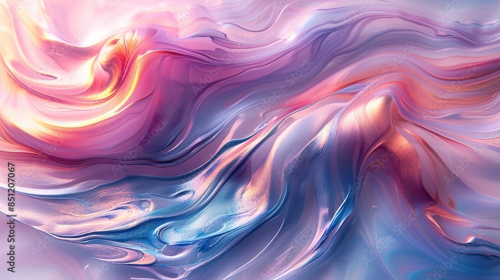 A mesmerizing swirl of metallic paint and oil, forming fluid, iridescent waves that seem to float and blend seamlessly together. Abstract Backgrounds Illustration, Minimalism, A mesmerizing swirl of metallic paint and oil, forming fluid, iridescent waves that seem to float and blend seamlessly together. Abstract Backgrounds Illustration, Minimalism,