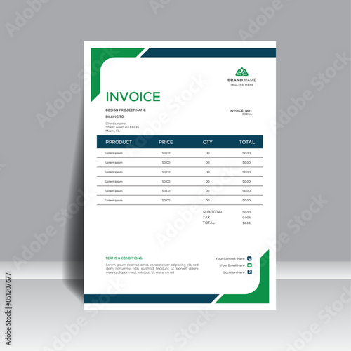 Creatively designed Invoice that features vibrant colors. for your company. New Invoice design in completely new style, For your company. 